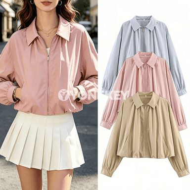 Zenanlar üçin giň şäherçe jaket, ýaz güýz üçin, uzyn ýeňli