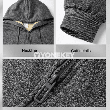 Erkekler üçin ýyly kapüşonly zipli hudy, içi ýüňli amatly model
