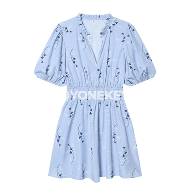Zenanlar üçin V boýunly ýazky köýnek, çaply, giň ýeňli, elegant