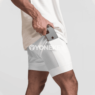 Erkekleriň çalt guraýan sport şortigi, iki gatly, jübili