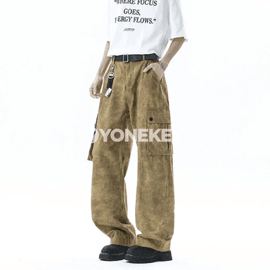 Erkekleriň ak giň denim jeansi, giň kesim, şäher stili