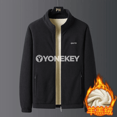 Erkekler üçin gyşky polar jaket, dik ýaka, ýyly we ýumşak
