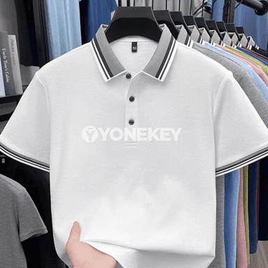 Erkekler üçin ýeňil, dem alýan polos futbolka