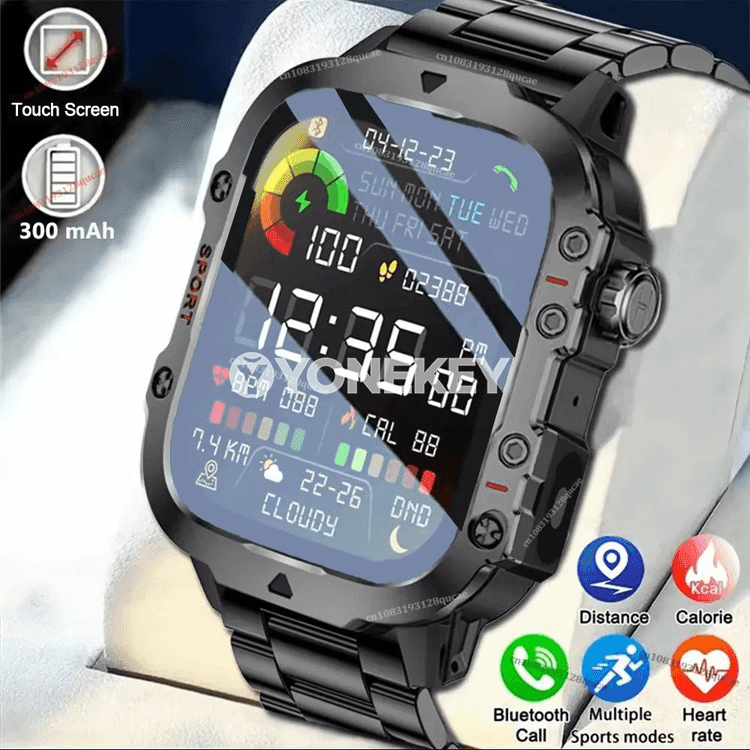 Erkekler üçin akylly sagat HW12, IP68, Bluetooth jaňly, sport režimli