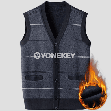 Erkekler üçin argyle ýeňsiz kardigan jilet, ýyly trikotaž