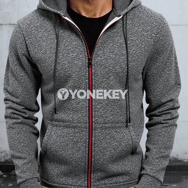 Erkekler üçin kapýuşonly ýyly sweatshirt-kurtka, jübili we zipli