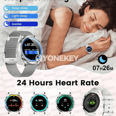 1.32" AMOLED zenanlar üçin ýeňil akylly sagat, ýürek urşy we Bluetooth jaň