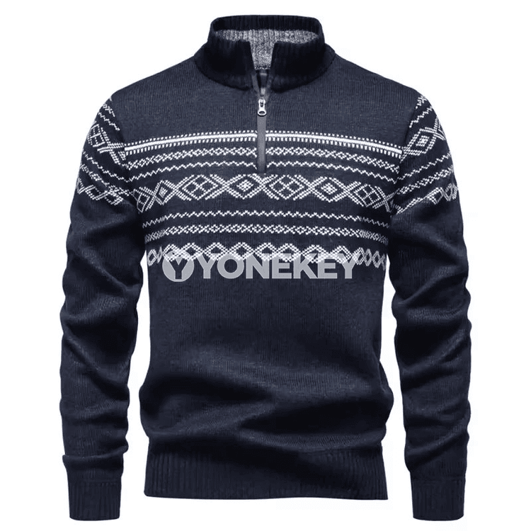 Erkekler üçin ýarym fermuarly ýyly örme pulower