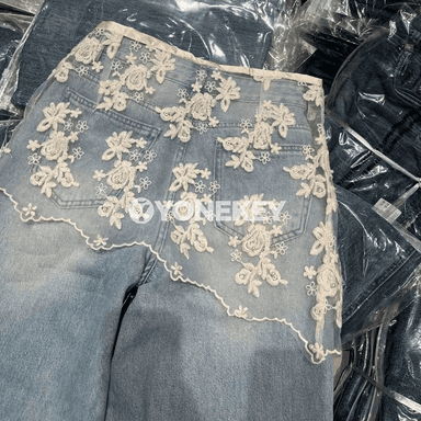 Zenanlar üçin retro stil giň kesimli jeans balak, ýaz-tomus modeli