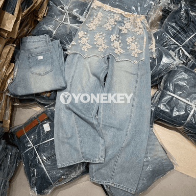 Zenanlar üçin retro stil giň kesimli jeans balak, ýaz-tomus modeli