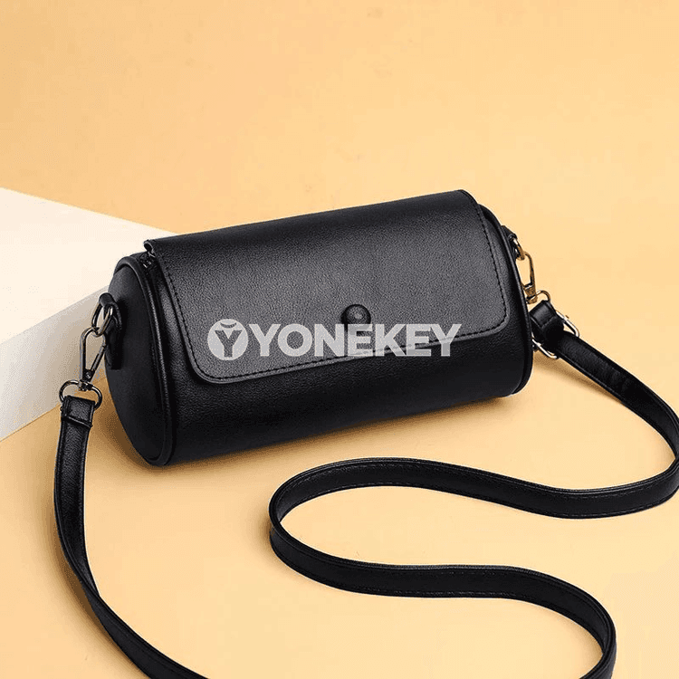 Zenanlar üçin kiçi crossbody sumka — silindr görnüşli, sade stil