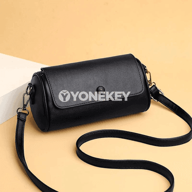 Zenanlar üçin kiçi crossbody sumka — silindr görnüşli, sade stil