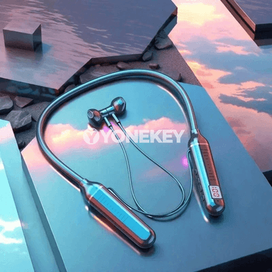 HIFI Bluetooth 5.3 simsiz boýun nauşnigi, LED ekranly, mikrofonly