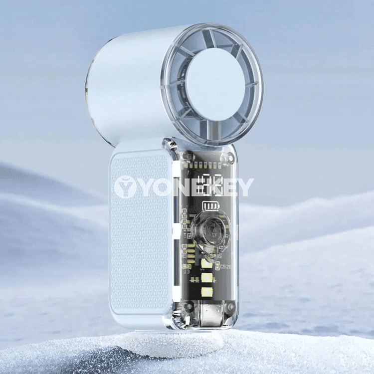 LED displeýli göçme USB zarýad edilýän el wentilýatory
