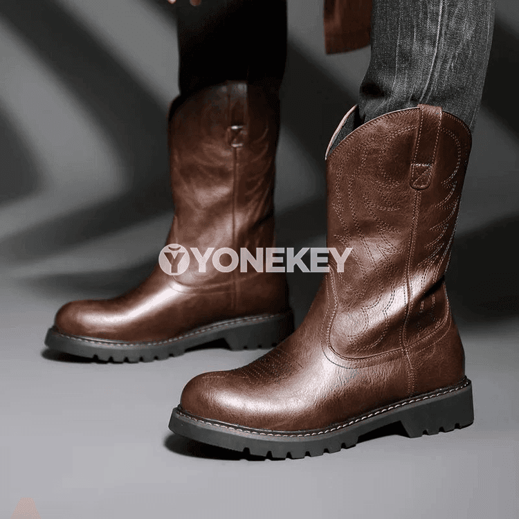 Erkekler üçin vintage nagyşly ýarymboý kowboy ädikler