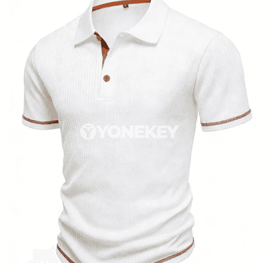 Erkekler üçin gündelik slim fit polo köýnek, bir reňkli