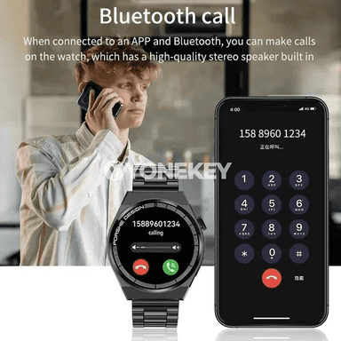 Erkekler üçin akylly sagat, AMOLED ekran, Bluetooth jaň, GPS, NFC