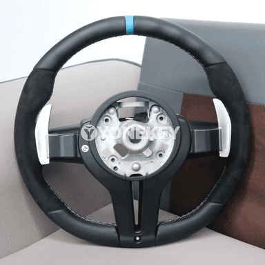 BMW F30/F10 üçin Alcantara rul sport bezegi, gök zolakly