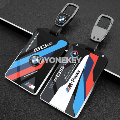 BMW üçin NFC awtoulag açar örtügi, premium deri-metal keychain