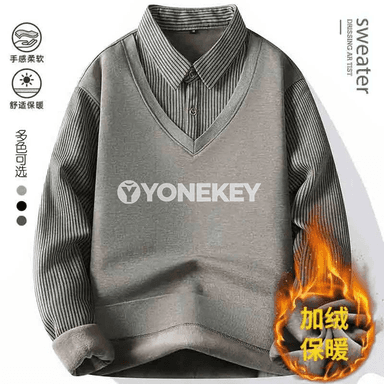 Erkekler üçin ýyly içi fleesli uzyn ýeňli polo köýnek