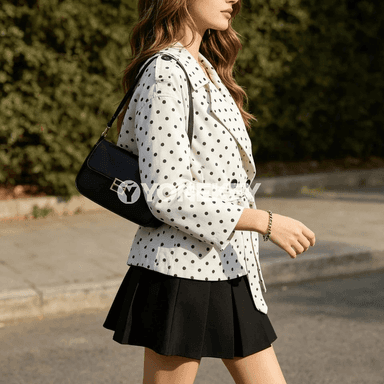 Zenanlar üçin boýunýaka jaket, nokatly ýeňli ýaz-tomus model