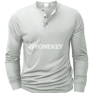 Erkekler üçin ýeňil, dem alýan uzyn ýeňli Henley futbolka, S-XXXL