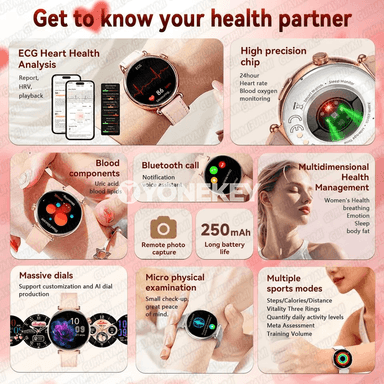 GUHUAVMI ET571 saglyk gözegçilik akylly sagat, ECG, gan basyşy, 1.32" AMOLED