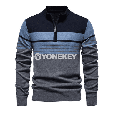 Erkekler üçin örme ýarym zip switer, güýz-ýaz üçin