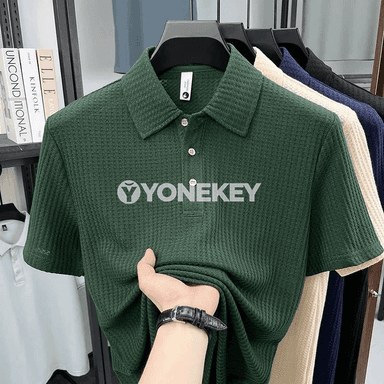 Erkekler üçin ýüngil, dem alýan polo futbolka, tomuslyk gündelik köýnek