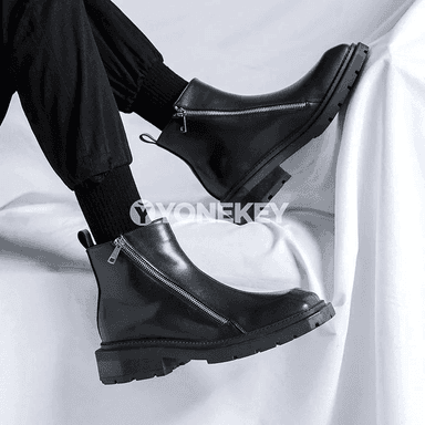 Erkekler üçin klassik ankle ädikleri, zipli, gündelik stil