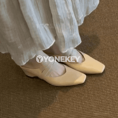Zenanlar üçin tomuslyk Mary Jane sandaly, kwadrat ujy we ýumşak ökje