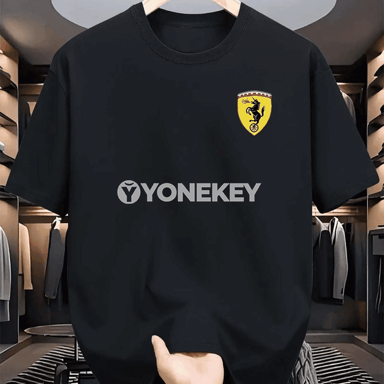 Erkekler üçin giň kesimli ýazky pagta futbolka, awtoulag görnüşli
