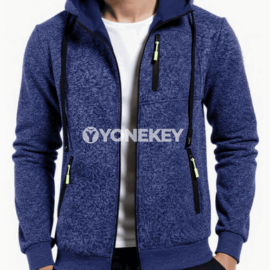 Erkekler üçin ýyly kapşonly zip-up penjek, ýumşak içlikli