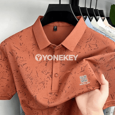 Erkekler üçin ýeňil, dem alýan gysga ýeňli polo köýnek