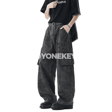 Erkekleriň ak giň denim jeansi, giň kesim, şäher stili