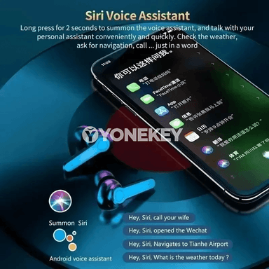 TWS Bluetooth naushnikler 5.3, 9D ses, sensorly displeýli, simsiz