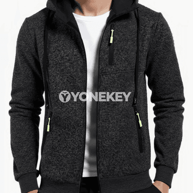 Erkekler üçin ýyly kapşonly zip-up penjek, ýumşak içlikli