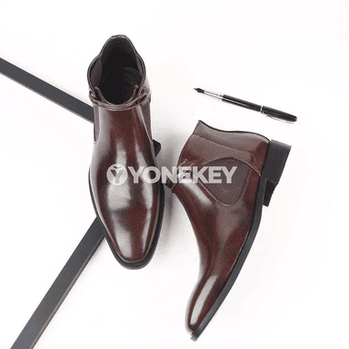 Erkekler üçin moda biznes ädikleri, deri, ýokary hilli, gara-goňur