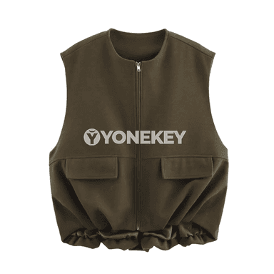 Aýal-gyzlar üçin ýaşyl ýeňsiz giň kesimli ýelteme jaket