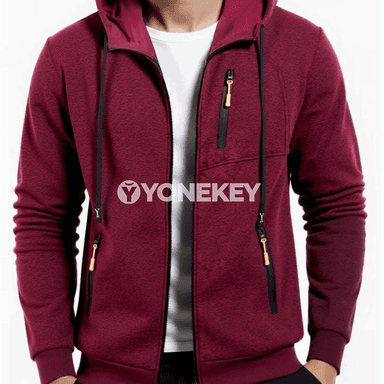 Erkekler üçin ýyly kapşonly zip-up penjek, ýumşak içlikli