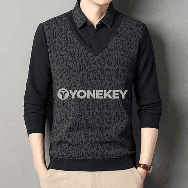 Erkekler üçin ýyly fleece trikotaž switer, güýz-gyş üçin