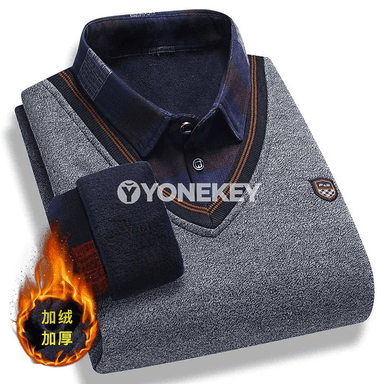 Erkekler üçin gyş trikotaž köýnek, iki gatly görnüşli sypaýy stil