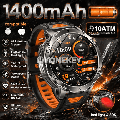 GUHUAVMI 1.7" GPSli sport akylly sagat, 10ATM, 1400mAh