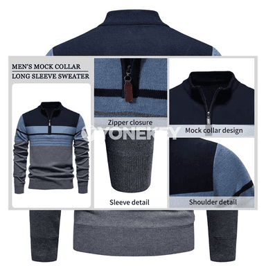 Erkekler üçin örme ýarym zip switer, güýz-ýaz üçin