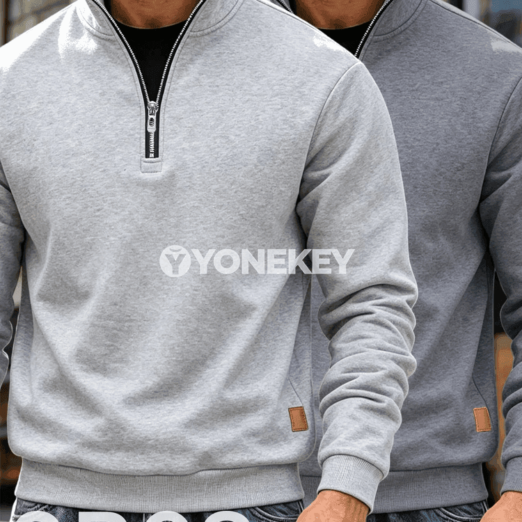 Erkekler üçin ýyly stend-ýaka zipli sweatshirt toplumy, 2 bölek