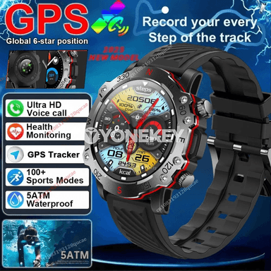 5ATM suw geçirmeýän GPS akylly sagat, sport üçin