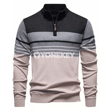 Erkekler üçin örme ýarym zip switer, güýz-ýaz üçin