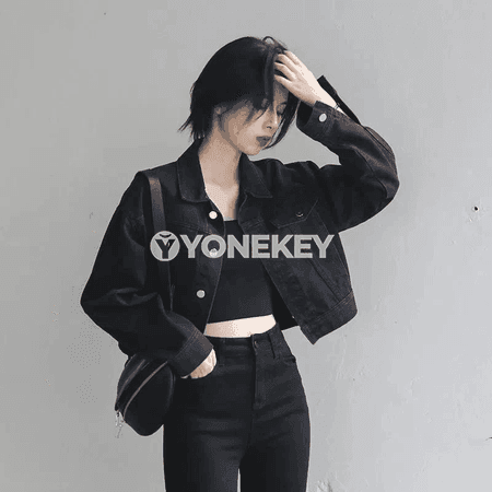 Zenanlar üçin ýaz- güýz uzyn ýeňli giň kesimli denim jaket