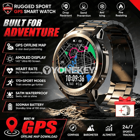 GUHUAVMI GPS sport akylly sagat, 1.43" AMOLED, 5ATM, Bluetooth