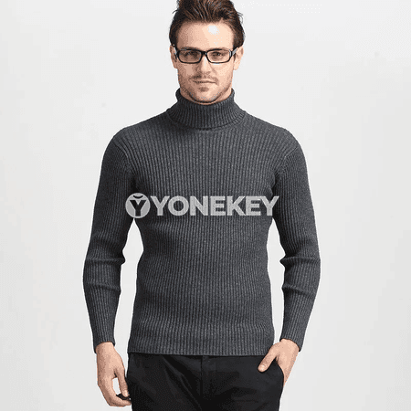 Erkekler üçin ýyly turtleneck switer, güýz-gyş üçin